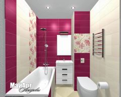 Ванная комната (Теплый стан) 1,5х1,8м . Плитка Aleluia Ceramicas  Spoony (цвет Sweet)