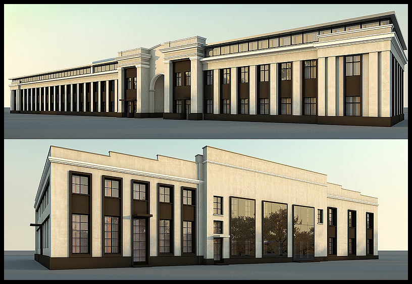 3D Визуализация фасада офисного центра Перово поле