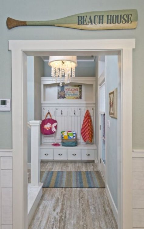 I want these color floors for our beachhouse---reminds me of worn driftwood ♥ Beach house entry Love the colors ~ fantastic and fresh!
