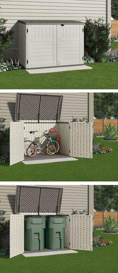 This small storage shed is just the right size to store your bicycles safely or to hide garbage cans. It won't take up a lot of room from your backyard or side yard or spoil the look of your home.