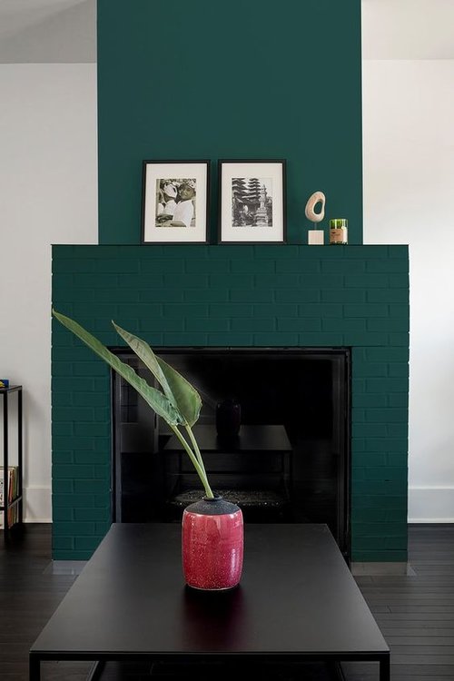 Night Watch Color Of The Year 2019 - a dark green fireplace paint color by PPG paints. #painting #paint #color #paintcolor #decor