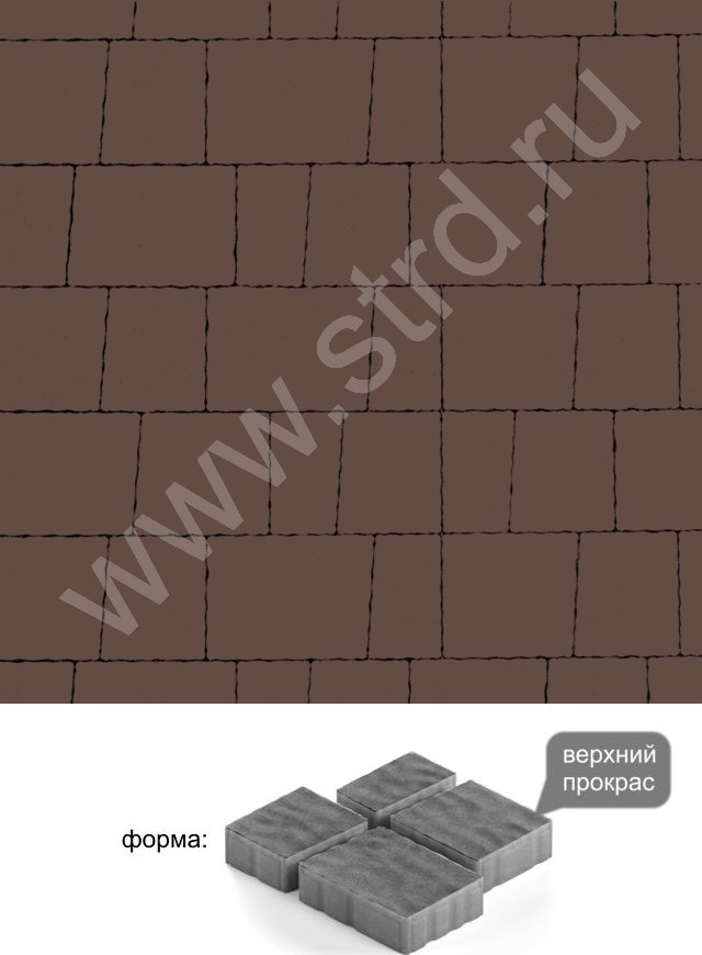 Тротуарная плитка (брусчатка) наборная разные формы гранито верхний прокрас набор на м2 60мм Steingot, Темно-коричневый