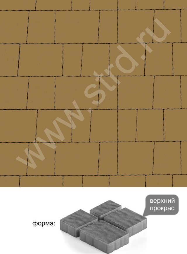 Тротуарная плитка (брусчатка) наборная разные формы гранито верхний прокрас набор на м2 60мм Steingot, Оливковый (желтый)