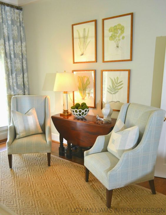 LUCY WILLIAMS INTERIOR DESIGN BLOG: BEFORE AND AFTER: PINEWOOD LIVING ROOM   Idea for framing my botanicals