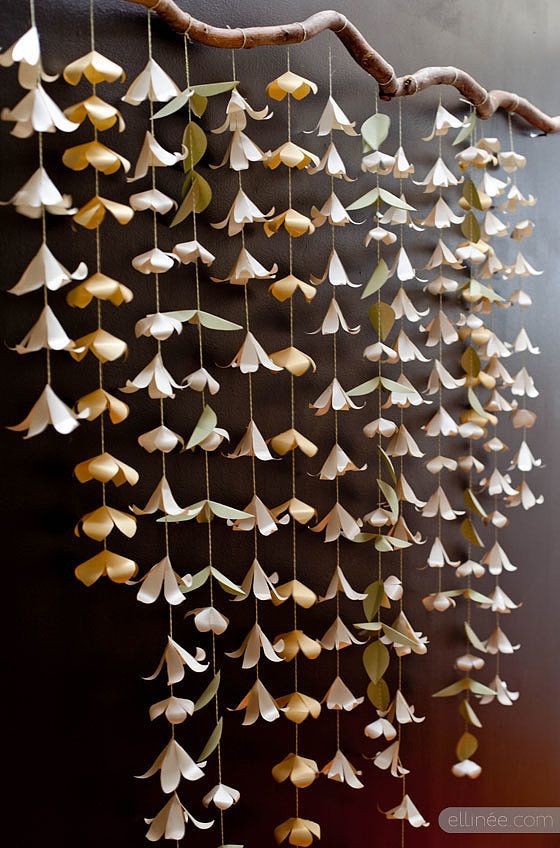 Instead of using traditional wallpaper as a backdrop, DIY a paper flower garland. Source: The Elli Blog