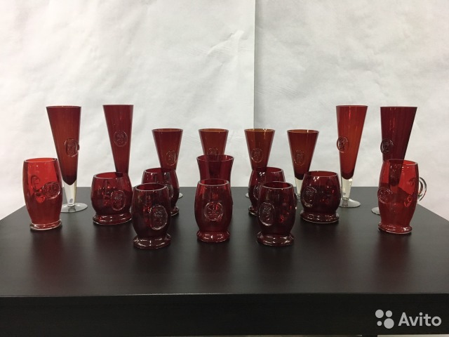 Коллекция бокалов рубиновое стекло Олимпиада 80— фотография №2