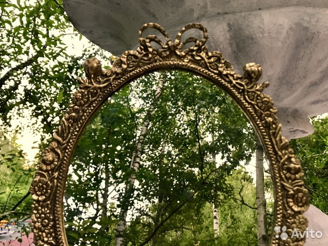 Старинное зеркало бронза 28,5 на 20,5 см винтаж— фотография №2