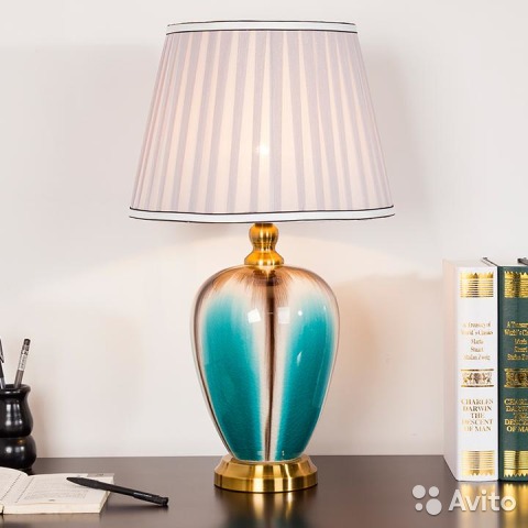 Настольная прикроватная лампа керамическая, новая— фотография №1