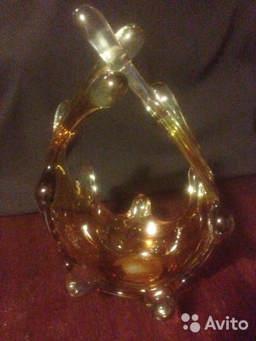 Конфетница ваза СССР цветное стекло— фотография №3
