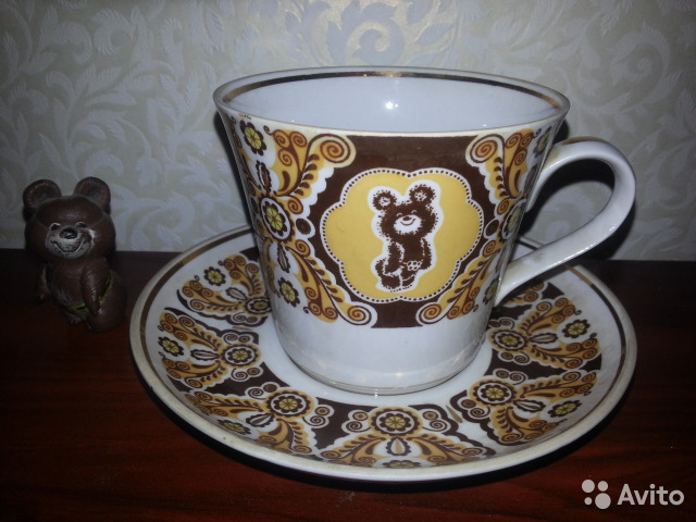 Чашка и блюдце с олимпийским мишкой 1980— фотография №2