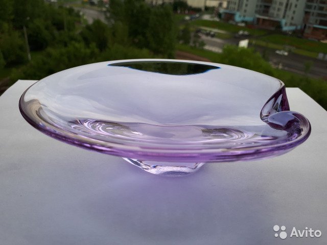 Ваза цветное стекло александритовое лзхс Чехослова— фотография №1
