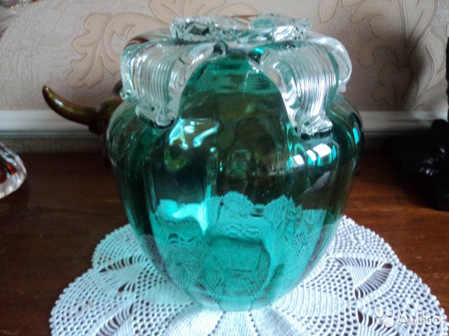 Старинная ваза для цветов Бутон Цветное стекло— фотография №4