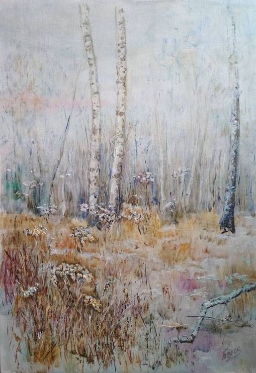 Nadia Blakina art.  Зима не спешит /холст, масло Winter is in no hurry /oil on canvas.