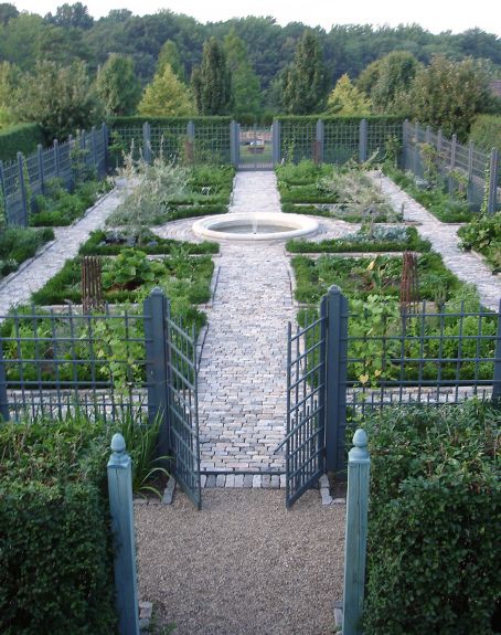 Grand Vegetable Garden with Fountain - AJF Design