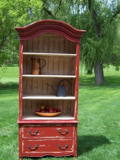 red bookcase