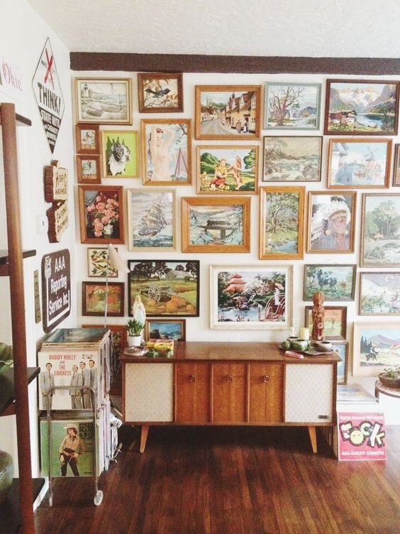Our dear customers' collection of vintage paint by number artwork. Now that's a gallery wall. See the post we originally featured them in  here .