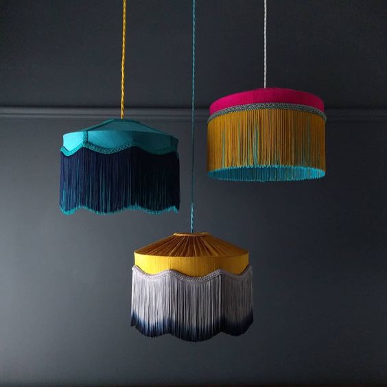 New colour alert...T I F F A N Y cluster shades and pendants, now in teal, mustard and pink plus dipped tassels in varying colours andâ¦