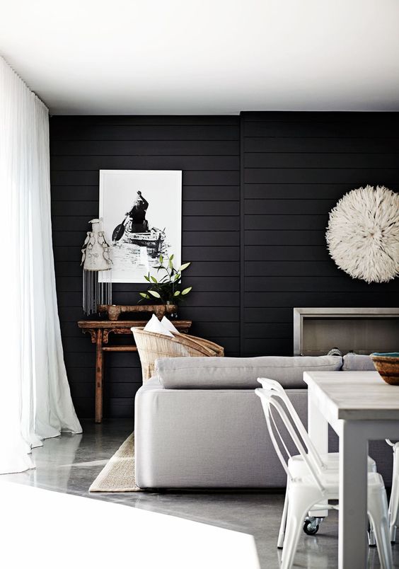 Black Shiplap Living Room  - CountryLiving.com