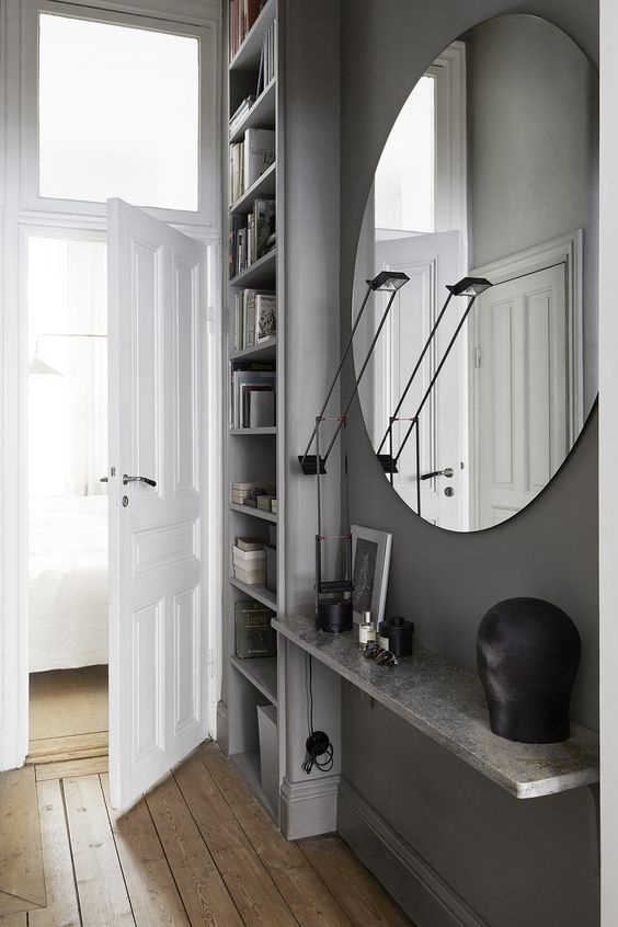 Grey hallway.  For more smart living ideas follow @SteinTeamNYC: