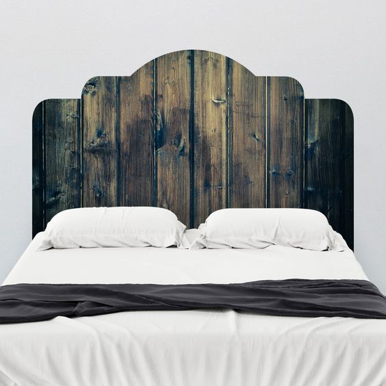 Stained Wood Adhesive Headboard Mount wall decal on wall