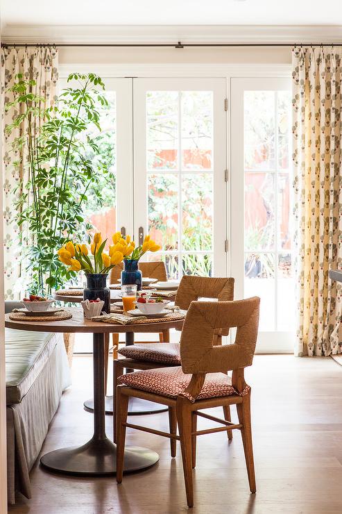 Wood and Seagrass Dining Chairs with Cafe Table