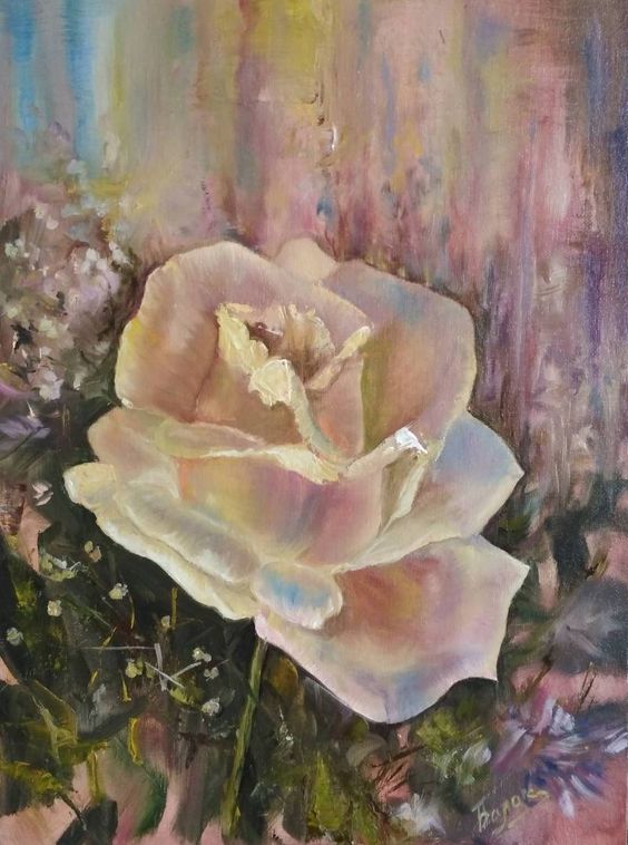 Nadia Balakina art . Evening Rose, oil on canvas
