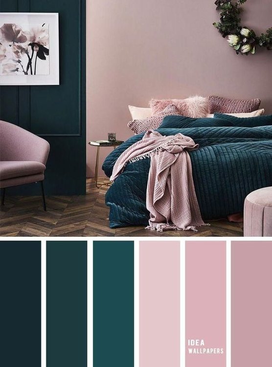 10 Best Color Schemes for Your Bedroom {Deep Ocean Teal Mauve}, Blush ….