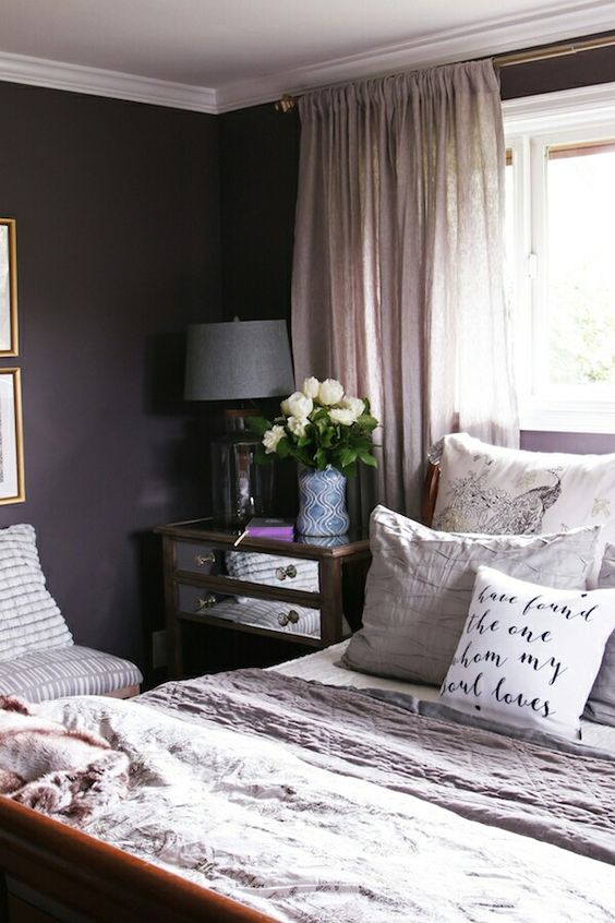 Charcoal-plum and neutrals: