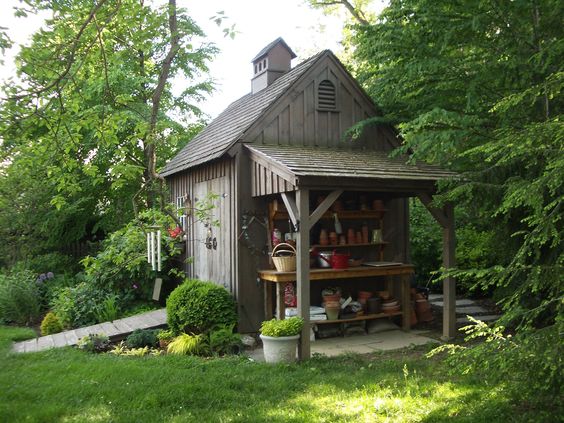 Our 9'x 11' even pitch Garden Shed with open lean-to. www.countrycarpenters.com