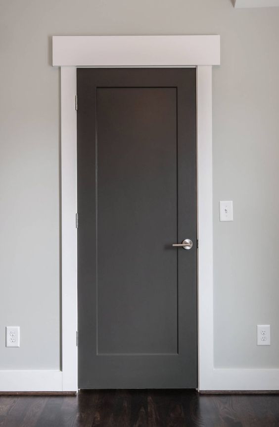 Door Color is Sherwin Williams Iron Ore.  Walls could be SW Repose Gray?