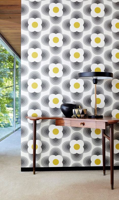 Retro sixties wallpaper by Orla Kiely - would make ideal wallpaper for hallway