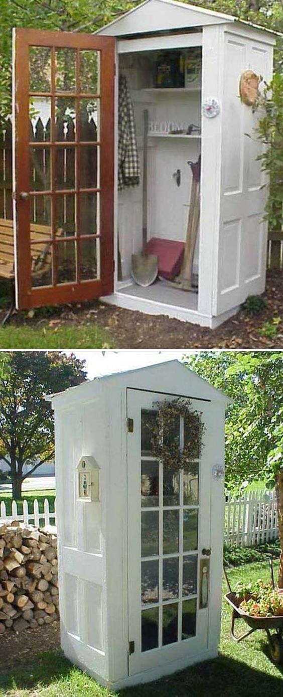 Build A Tool Shed From Repurposed Doors | Awesome Old Furniture Repurposing Ideas for Your Yard and Garden