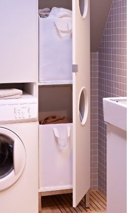 Small laundry area idea from IKEA features all-in-one machine. washing machine in bathroom ,Bathroom Laundry Room Combination