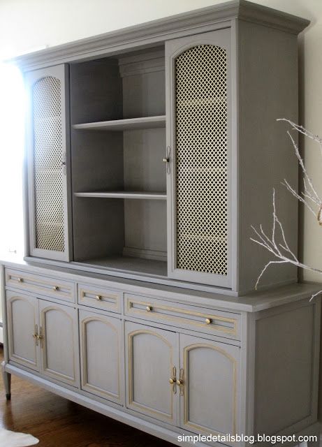 hutch in annie sloan french linen...  I'm liking this idea.  Craiglist and thrift stores, lookout!  Baby needs a china cabinet for her new abode.