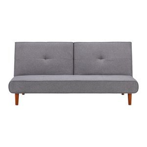 Sofa mit Schlaffunktion in dunkelgrau 'Katja' - Dunkelgrau/Walnussfarben, MODERN, Holz/Textil (182/85/99cm) - Bessagi Home