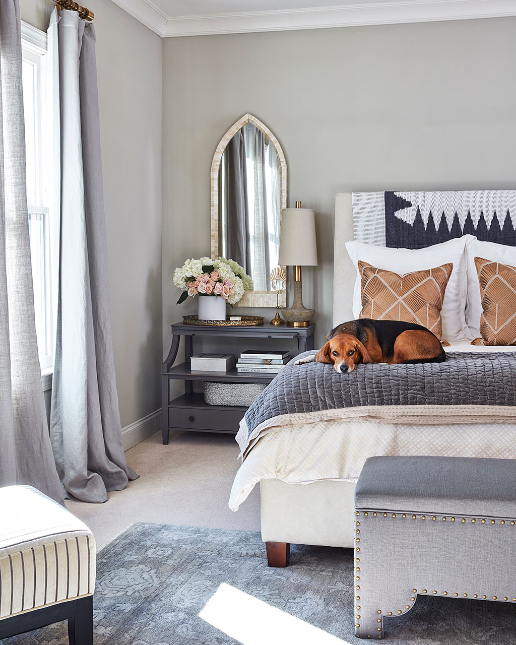 Stylist Natalie Nassar's master bedroom in her Atlanta home