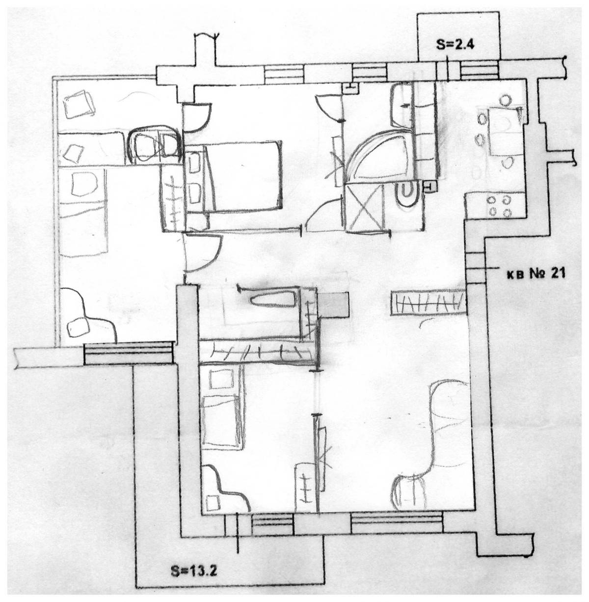 Планировка квартиры сталинка 2 комнаты