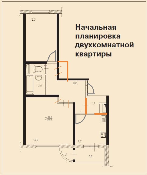 План 2 Х Комнатной Квартиры Панельного Дома