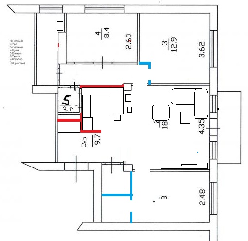 Перепланировка сталинки 3 комнаты