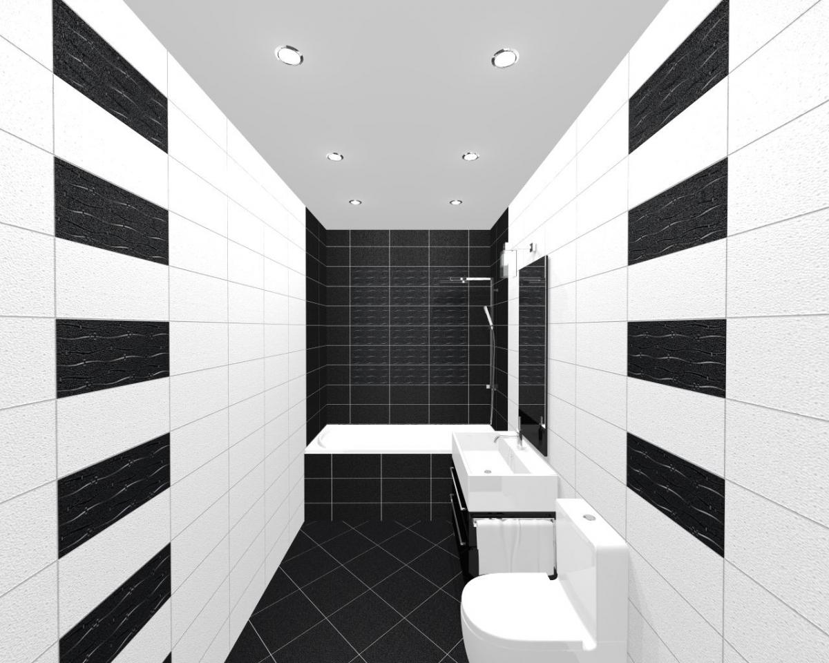 Черно белая плитка в ванной фото