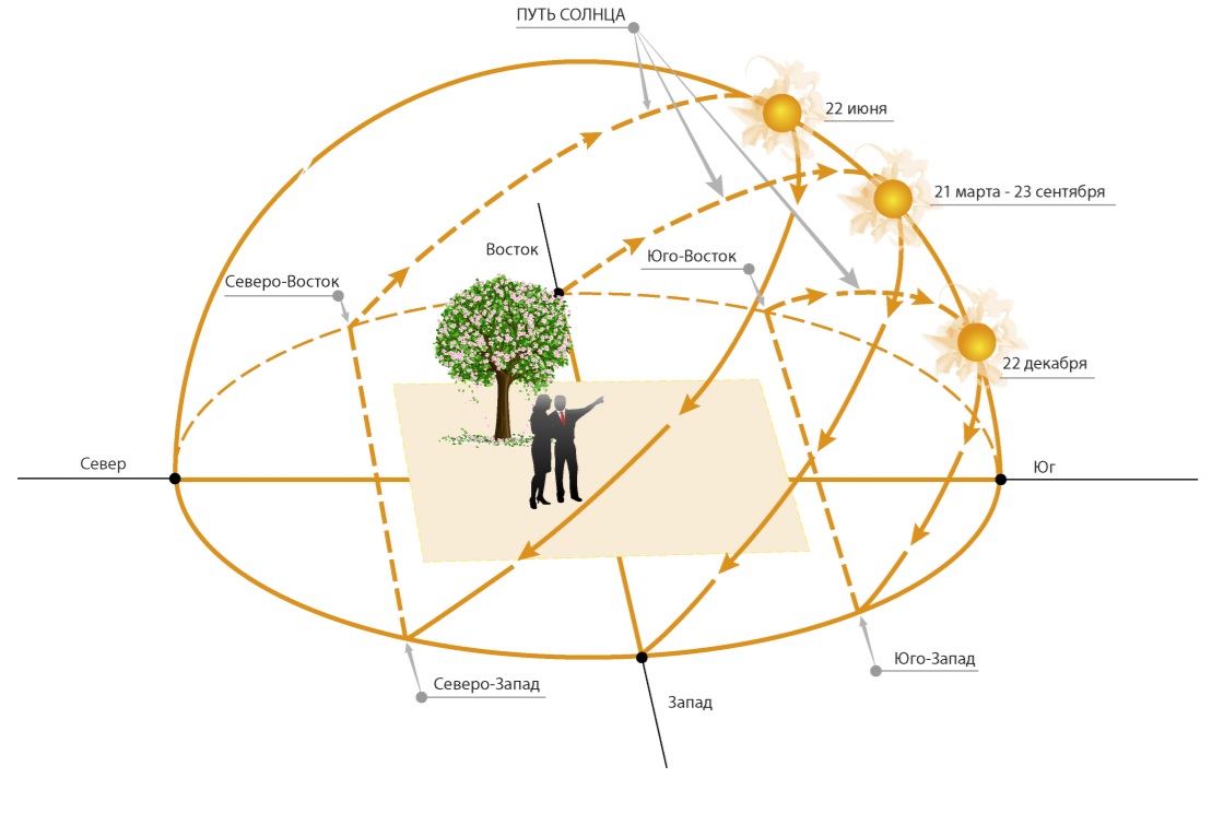 Расположение теплицы на участке по сторонам света схема