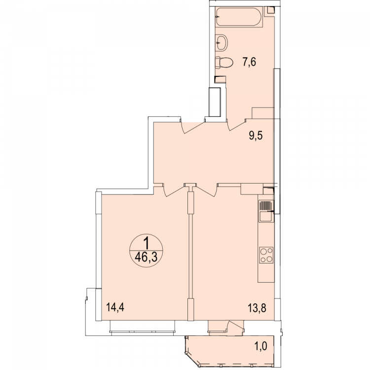 Перепланировка однушки 47 кв