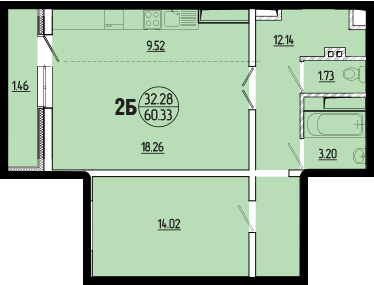2-комнатная квартира для 4 человек