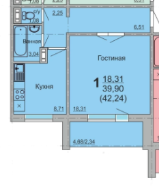 Однокомнатная "панелька" для семьи из трех человек.