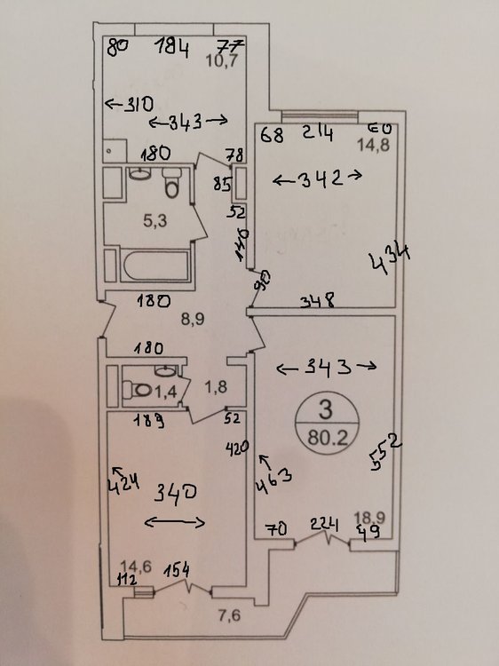 перепланировка п44-к, 3х-комнат.80,2кв.м