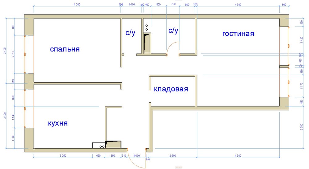 Перепланировка двушки-распашонки