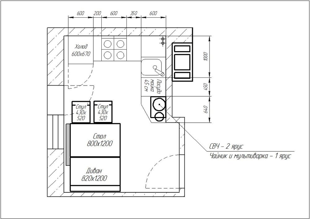 Проект кухни 14 кв м с расстановкой
