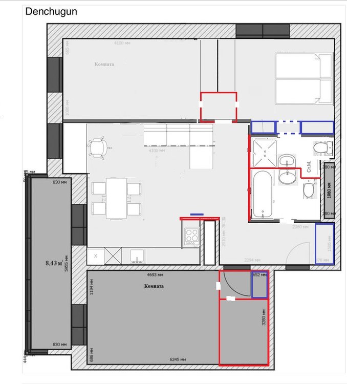 Перепланировка 3-х комнатной 85м2