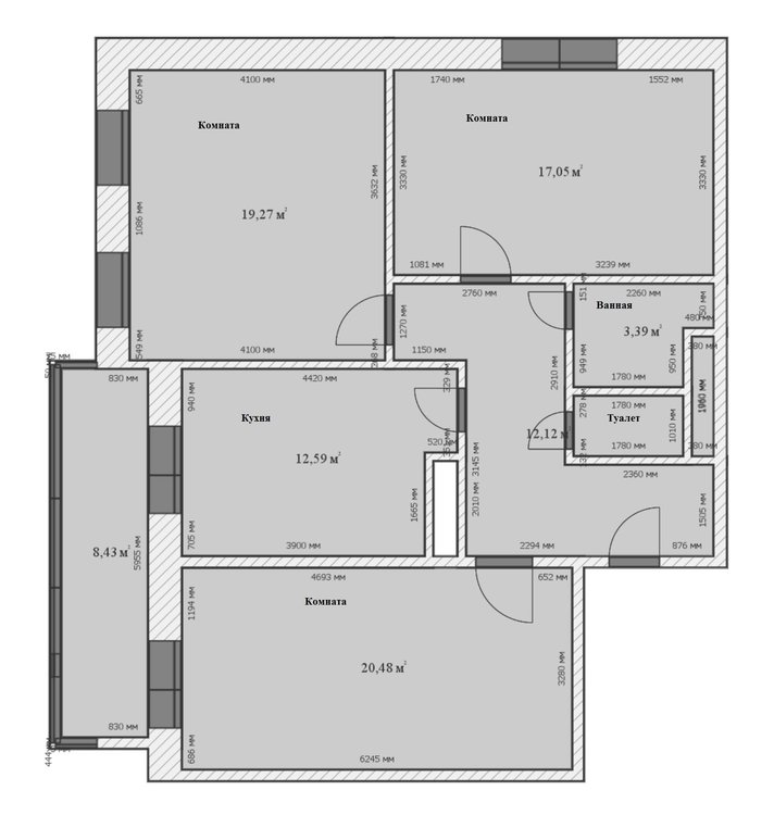 Перепланировка 3-х комнатной 85м2