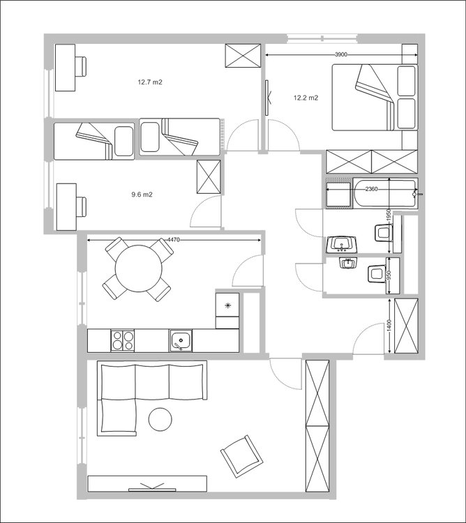 Перепланировка 3-х комнатной 85м2